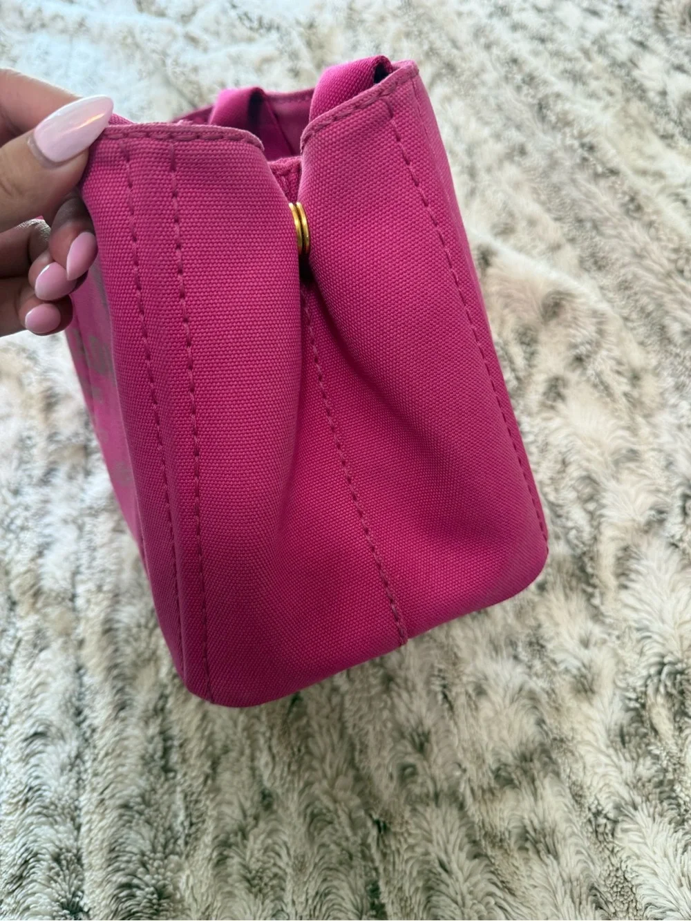Prada Canapa Mini Canvas Bag, Fuchsia Pink